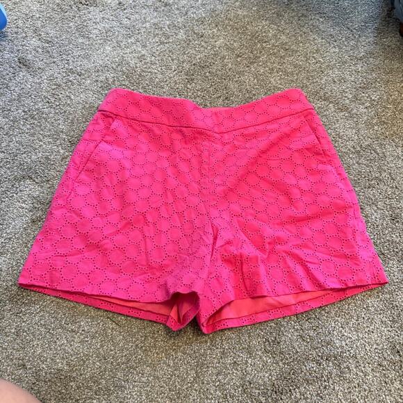 J Crew Hot Pink Eyelet Shorts with Side Zip Size 8 - Picture 1 of 3